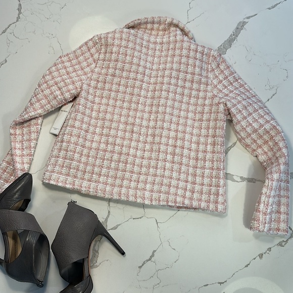 Aura NWT Pink Plaid and Pearl Cropped Blazer - Picture 2 of 5
